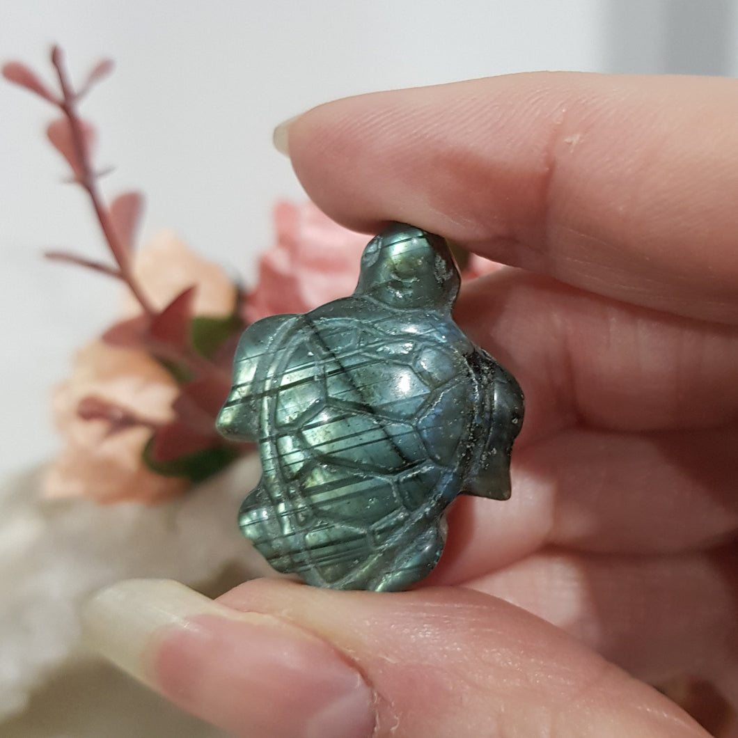 turtle labradorite crystal carving