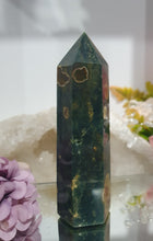 Load image into Gallery viewer, Ocean Jasper Crystal Point Tower Stone.  

INSPIRES ADAPTION, OVERCOMES CHALLENGES AND BRINGS JOY

Lovely Ocean jasper crystal point tower. 


