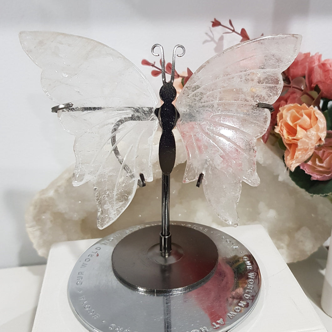 Butterfly Wings on Stand Quartz Crystal carving gemstone stone 130mm 1