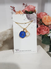 Load image into Gallery viewer, Midnight-Moon-Enamel-Pendant-with-Crystal-Moonstone-Bead-Gold-Necklace- Moonlight-Crystals-Australia
