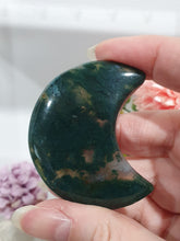Load image into Gallery viewer, Moon Moss Agate Crystal Carving Stone on Stand 50mm | Inspires Tranquility and Grounding
