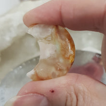 Load image into Gallery viewer, Moon Flower Agate Crystal Carving Stone 30mm 3 ROUGH EDGE ON TOP
