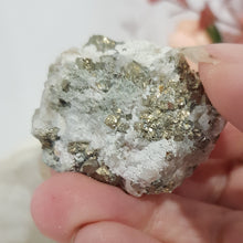 Load image into Gallery viewer, Pyrite in Quartz Crystal Cluster Stone 35mm 2 GORGEOUS!
