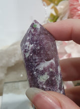Load image into Gallery viewer, Lepidolite Crystal Tower Stone .  Discounted as tip is broken

STONE OF TRANSITION

Beautiful Lepidolite Tower stone.  this is lovely but tip is broken.     
