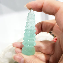 Load image into Gallery viewer, Temple Fluorite Crystal Carving Stone Point 60mm 13
