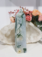 Load image into Gallery viewer, Moss Agate Crystal Tower Gemstone stone 140mm 22 DRUZY!
