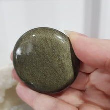 Load image into Gallery viewer, golden obsidian crystal palm stone
