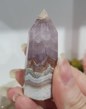 Load image into Gallery viewer, Amethyst Agate Tower Crystal Stone. This one is so prety. Just has a broken tip.  


