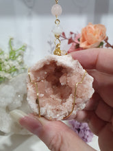 Load image into Gallery viewer, Grace and Connection - Pink Amethyst geode Crystal Energy enhancer suncatcher hanger. Inspires divine connection
