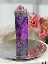 Load image into Gallery viewer, purple-titanium-aura-sphalerite-tower

