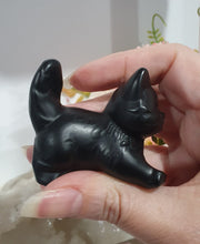 Load image into Gallery viewer, Black Obsidian Stalking Cat Animal Crystal Carving Stone

Inspires Protection and balance
