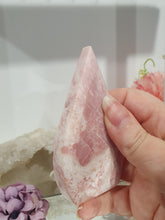 Load image into Gallery viewer, Pink Opal Flames Tower Crystal Carving Stone 

Inspires Compassion and Nurturing

Beautiful Pink Opal Crystal Flame Tower Stone Carving.     
