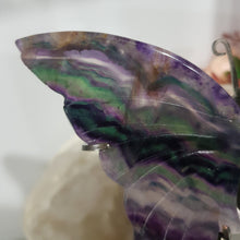 Load image into Gallery viewer, Butterfly Wings on Stand Fluorite Crystal carving gemstone stone 130mm 8 GORGEOUS EARTH INCLUSIONS
