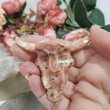 Load image into Gallery viewer, skull-Bull-horns-Pink-Opal-Crystal-Carving-Stone-Moonlight-Crystals-Australia
