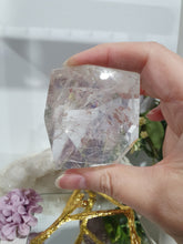 Load image into Gallery viewer, Quartz Freeform Crystal Carving Quartz Stone on gold Stand 70mm | Inspires Power, Purity and Spirituality
