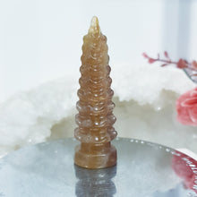 Load image into Gallery viewer, Temple Fluorite Crystal Carving Stone Point 60mm 14
