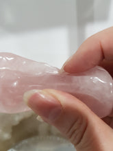 Load image into Gallery viewer, Angel Rose Quartz Crystal Carving Stone 80mm 6 CHIP ON WING
