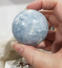 Load image into Gallery viewer, Celestite-Sphere-on-Stand-Crystal-Stone-Moonlight-Crystals-Australia
