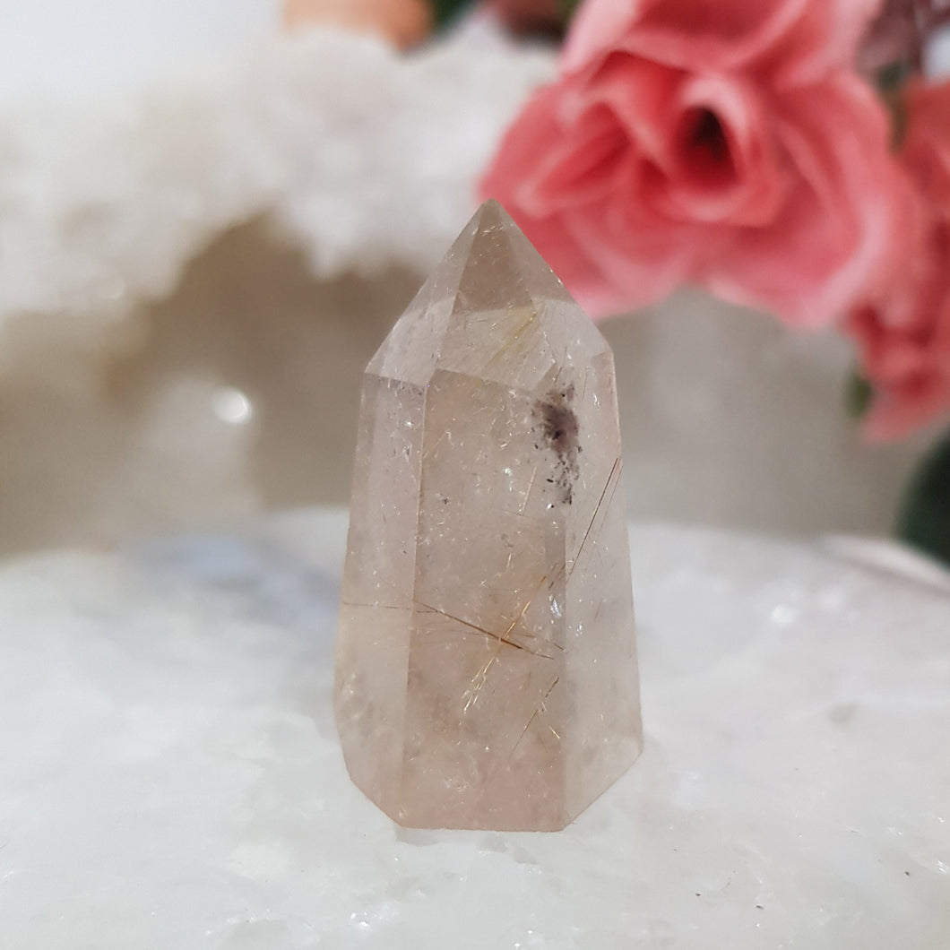 golden rutile in quartz point