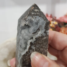 Load image into Gallery viewer, Black Sphalerite Crystal Point Tower Stone 80mm 14 BROKEN TIP
