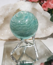 Load image into Gallery viewer, Amazonite-Sphere-Crystal-Carving-on-Stand-Stone-Moonlight-Crystals-Australia
