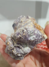 Load image into Gallery viewer, Lepidolite Raw Specimen Crystal Stone .

STONE OF TRANSITION

Beautiful Lepidolite raw crystal specimen stone.  this is stunning. crystals embedded in stone so so lovely.     
