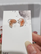 Load image into Gallery viewer, Moon Fire Quartz Crystal STUD EARRINGS Gemstone 12mm E82
