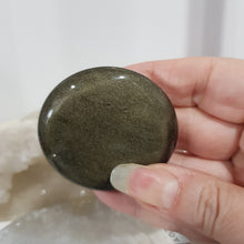 Load image into Gallery viewer, golden obsidian crystal palm stone
