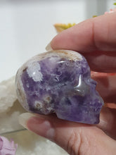 Load image into Gallery viewer, Skull Amethyst Agate Crystal Carving Stone.

INSPIRES INTUITION AND WELL BEING

Beautiful polished Amethyst Agate Skull Crystal Carving Stone. 

