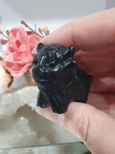 Load image into Gallery viewer, Beautiful Cute Black Obsidian Highland Cow Crystal Carving Stone. 
