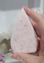 Load image into Gallery viewer, Pink Opal Flames Tower Crystal Carving Stone 

Inspires Compassion and Nurturing

Beautiful Pink Opal Crystal Flame Tower Stone Carving.     
