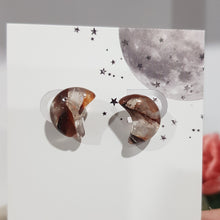 Load image into Gallery viewer, moon fire quartz stud earrings
