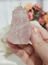 Load image into Gallery viewer, the-love-bomb-rose-quartz-freeform-crystal-energy-enhancer-hanger-ornament-sun catcher

