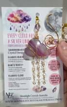 Load image into Gallery viewer, "EVERY CLOUD HAS A SILVER LINING" Fluorite Cloud gold wired Crystal Energy Enhancer© Hanger Ornament Suncatcher 160mm | Inspires Transformation and Intuition
