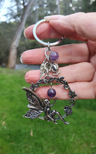 Load image into Gallery viewer, "THE ENCHANTED FAIRY" Metal Fairy Keyring Key chain with Amethyst Beads Stone Silver Crystal Key Ring&nbsp;

INSPIRES INTUITION AND MAGIC

Carry a little Magic wherever life takes you!
