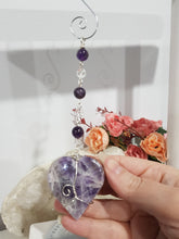 Load image into Gallery viewer, The-heart-and-the-spirit-crystal-energy-enhancer-amethyst-stone-suncatcher-ornament-hanger
