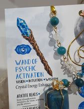 Load image into Gallery viewer, WAND OF PSYCHIC ACTIVATION - Handcrafted Apatite Tower Point Stone Gold Crystal Energy Enhancer© | Hanger | Ornament | Suncatcher

VISION | WISDOM | INTUITION

Gorgeous Apatite Point beaded with Apatite &amp; Quartz.  Wire wrapped in gold
