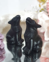 Load image into Gallery viewer, Wolf Black Obsidian Crystal Carving Stone.

Protection and Balance

Beautiful polished Black Obsidian Wolf Crystal Carving Stone.  Inspires Protection and Balance
