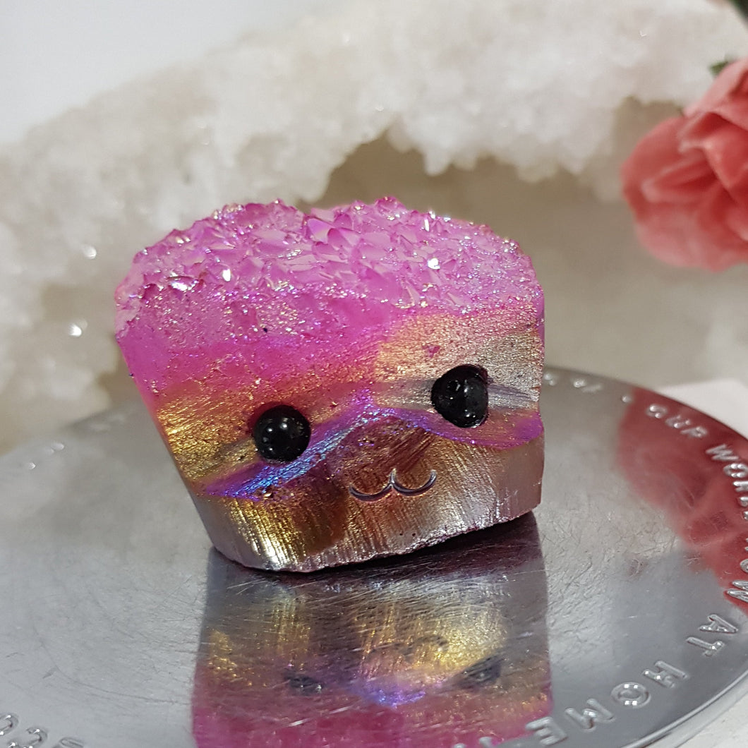 CRYSTAL CREATURE Titanium Aura Quartz Crystal Carving 30mm 1 SUPER CUTE!