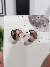 Load image into Gallery viewer, moon fire quartz stud earrings
