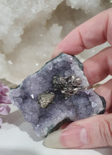 Load image into Gallery viewer, Beautiful Amethyst Cluster Crystal with Miner and Pyrite Clusters Stones.
