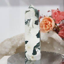 Load image into Gallery viewer, moss-agate-crystal-point-stone-tower
