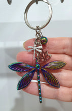 Load image into Gallery viewer, "THE FLIGHT OF THE DRAGONFLY "Metal Dragonfly Keyring Key chain with Rainbow Hematite Beads Stone Silver Crystal Key Ring.

INSPIRES TRANSFORMATION AND GROWTH

Carry a little Freedom wherever life takes you!

 
