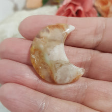 Load image into Gallery viewer, Moon Flower Agate Crystal Carving Stone 30mm 3 ROUGH EDGE ON TOP
