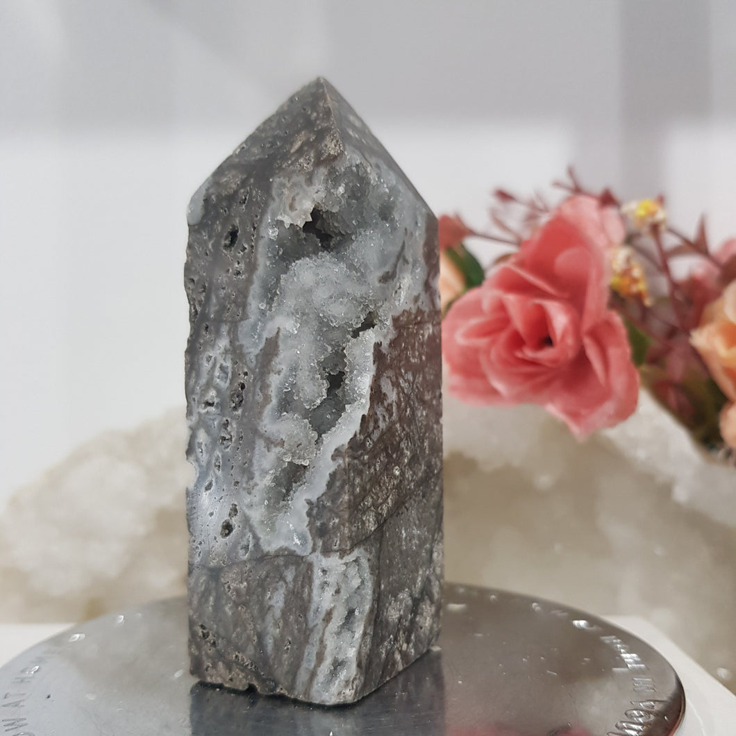 Black Sphalerite Crystal Point Tower Stone 80mm 14 BROKEN TIP