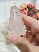Load image into Gallery viewer, the-love-bomb-rose-quartz-freeform-crystal-energy-enhancer-hanger-ornament-sun catcher

