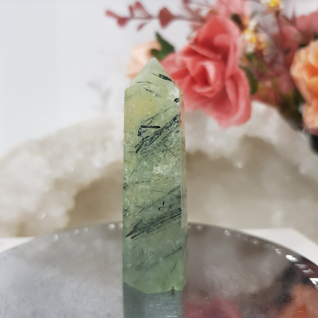 Prehnite crystal point tower gemstone stone 55mm 7