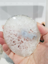 Load image into Gallery viewer, Agate Slice Crystal Carving on Stand Stone 100mm 3
