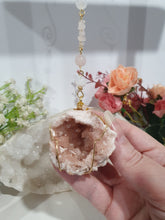 Load image into Gallery viewer, Grace and Connection - Pink Amethyst geode Crystal Energy enhancer suncatcher hanger. Inspires divine connection
