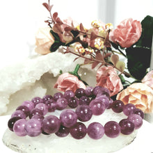 Load image into Gallery viewer, Lepidolite Crystal Bracelet 10mm gemstone beaded Bracelet 8 inch B106 (filter used to ensure colour likeness)
